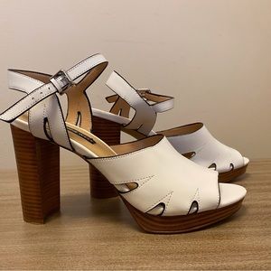 Nine West White 4.5” Block Heel with Cutouts Women’s Size 10